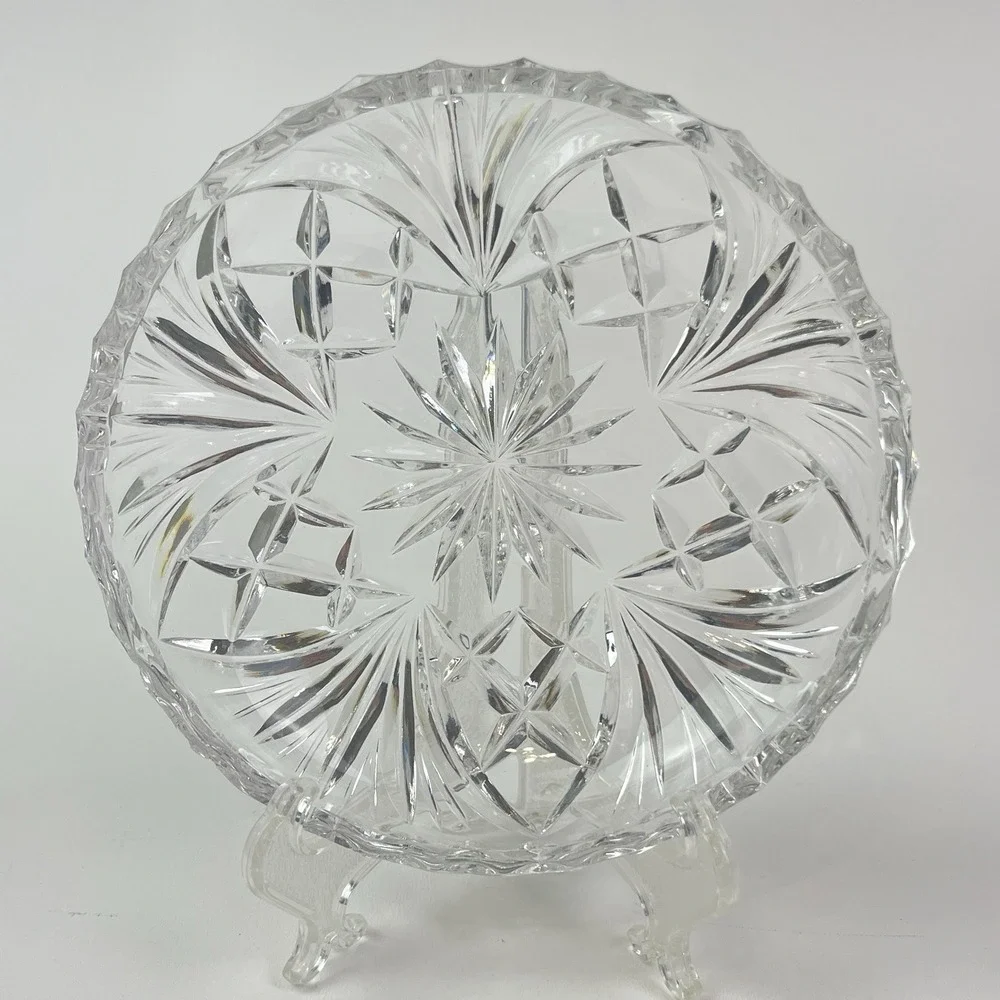 Vintage Cut Glass‎ Lead Crystal Plate Ashtray Candy Dish 5.5